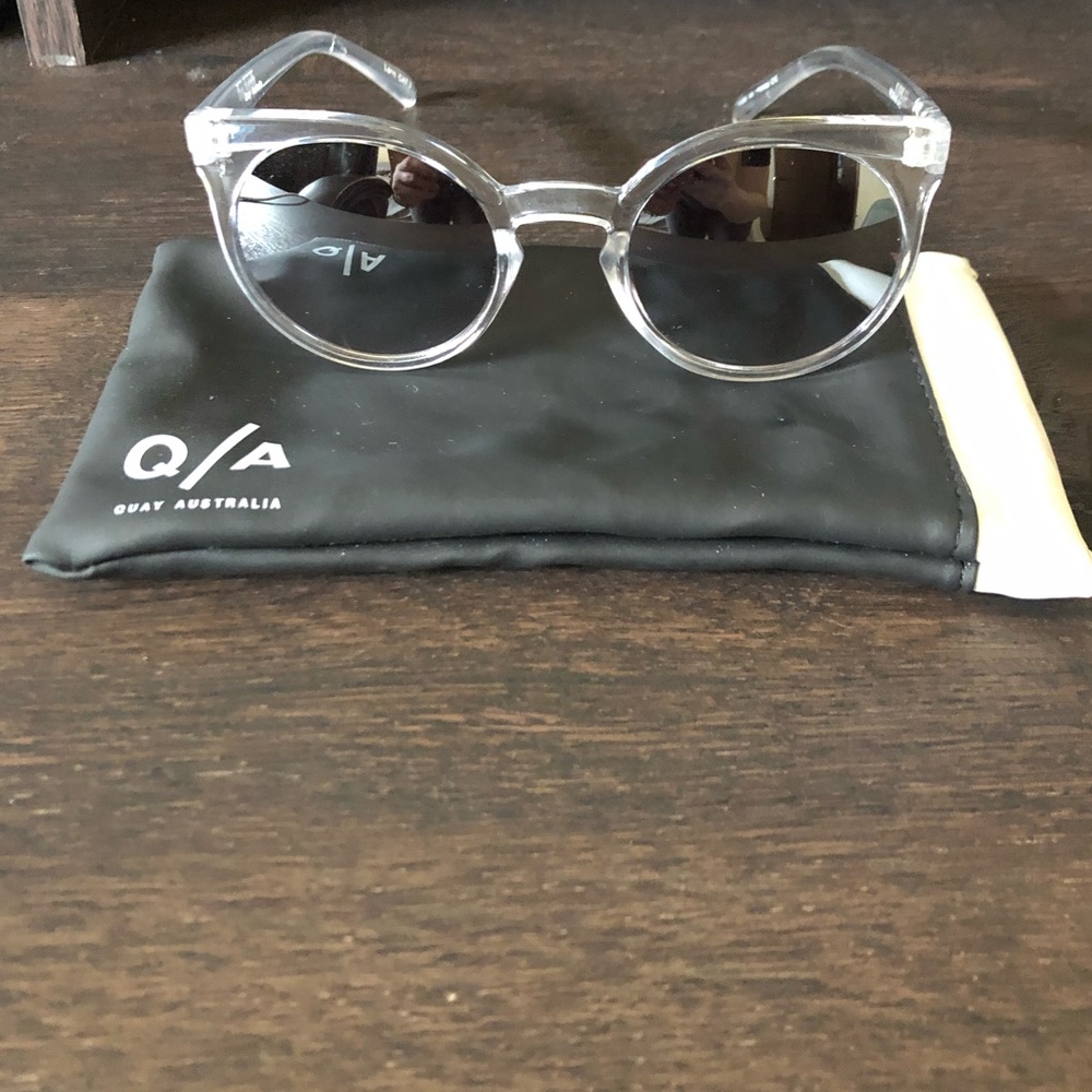 QUAY KOSHA CLEAR SUNGLASSES, MIRROR LENSES